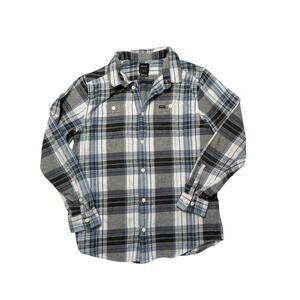 RVCA Button Up Long sleeve Flannel, size, L, Regular Fit, Blue & Gray Plaid
